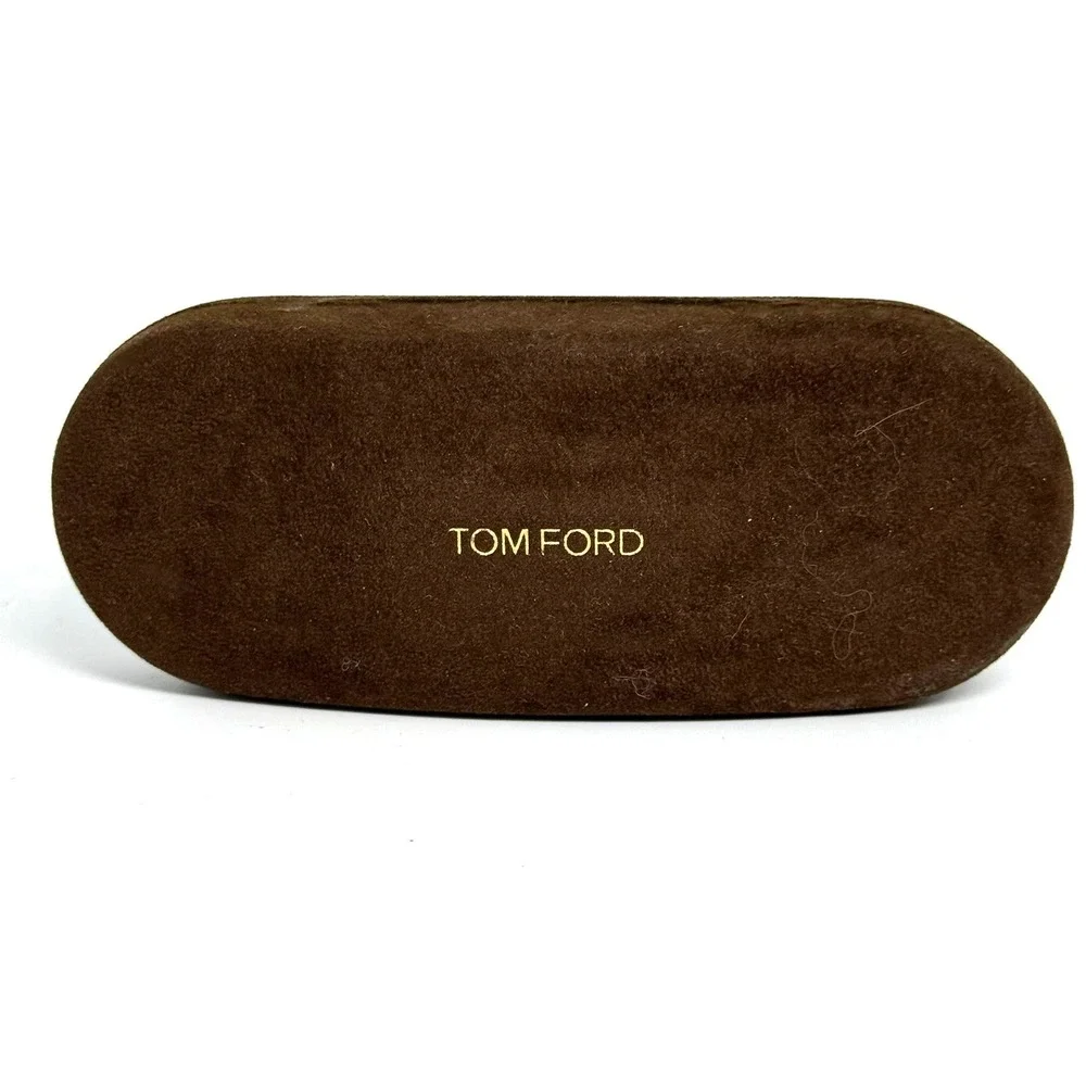 Tom Ford Brown Velvet Hard Sunglasses Case Gold Logo Eyewear Protector Luxury